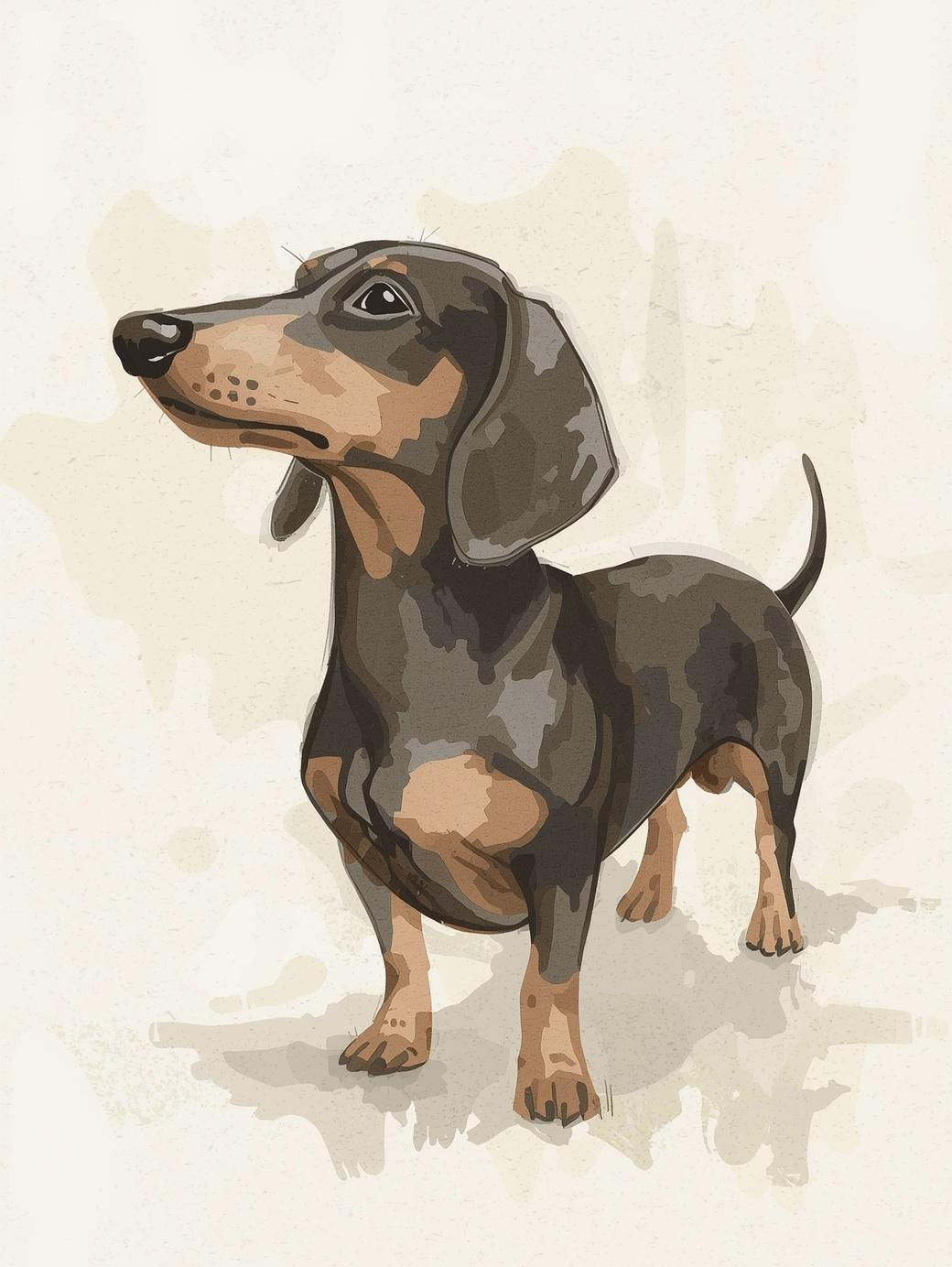 Paint by Number Dachshund Dog in Soft Minimal Style with Clean Background - Easy Paint by Number Kit for Adults