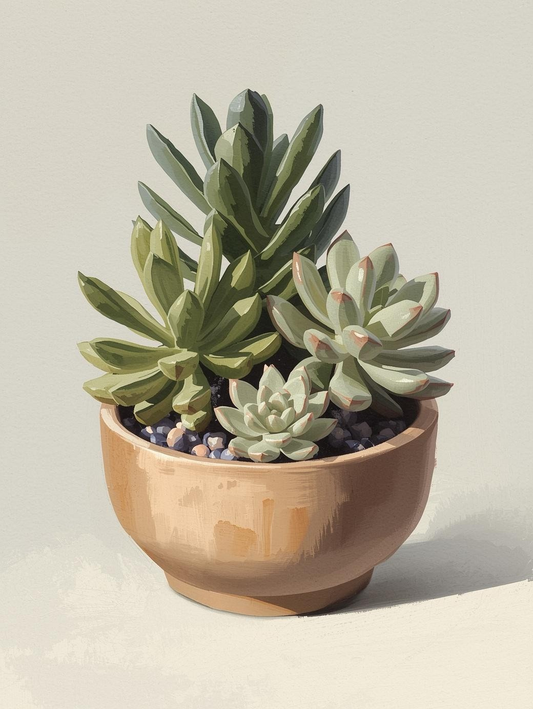 Paint by Number Desert Succulent Arrangement – DIY Paint by Number Kit for Adults