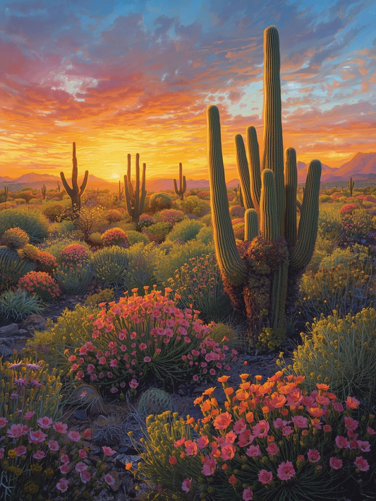 Paint by Number Blooming Desert at Sunset – Canvas Paint by Number Kit