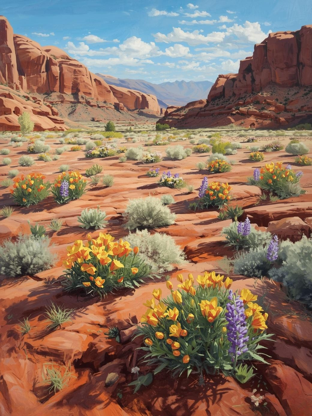 Paint by Number Red Rock Valley Spring Wildflowers – DIY Paint by Number Kit for Adults