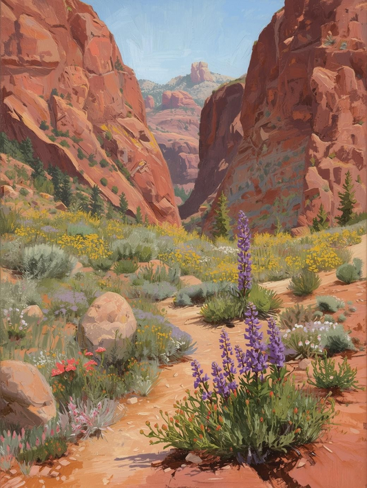 Paint by Number Desert Bloom with Indian Paintbrush and Lupine – Paint by Number Kit for Adults