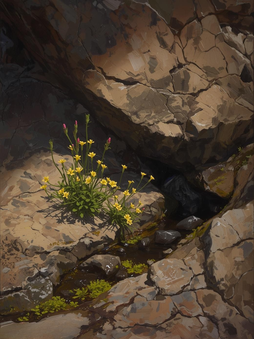 Paint by Number Desert Flowers Growing Between Rocks – Paint by Number Canvas Kit