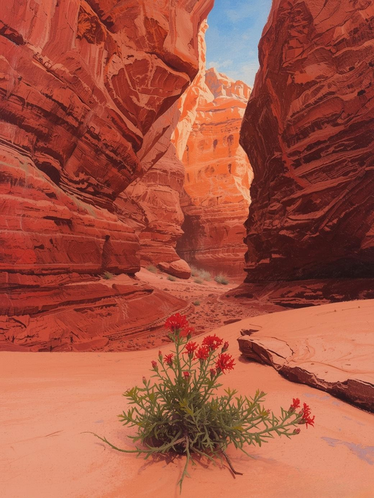 Paint by Number Red Rock Canyon with Indian Paintbrush Accent – DIY Paint by Number Kit