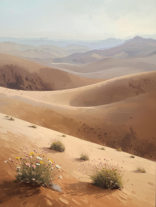 Paint by Number Rolling Desert Hills with Scattered Wildflowers – Paint by Number Painting Kit
