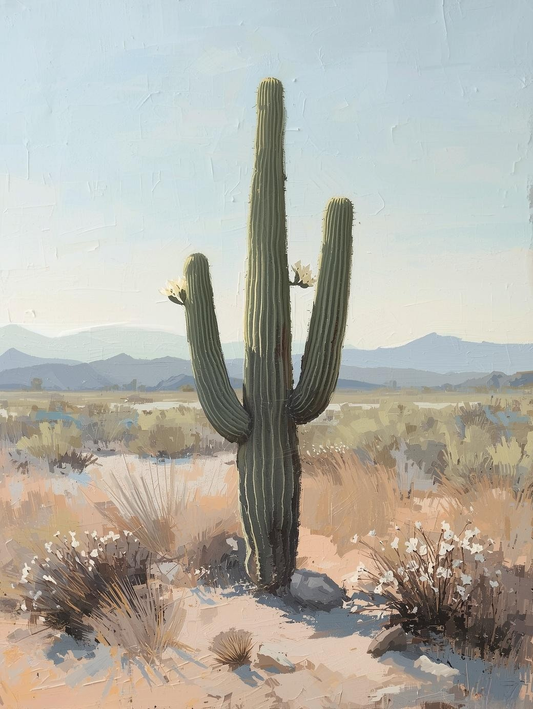 Paint by Number Desert Cactus with Delicate Blossoms – DIY Paint by Number Kit