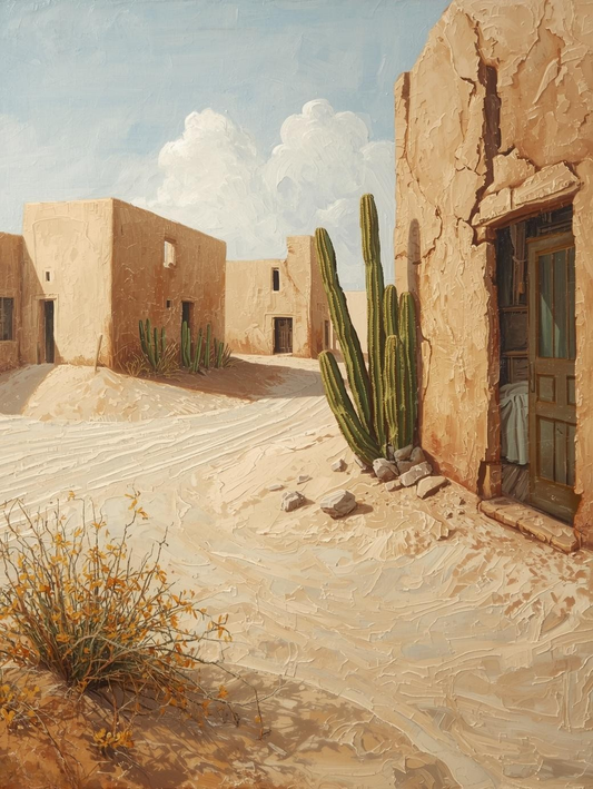 Paint by Number Desert Town Overtaken by Sand and Cactus – DIY Paint by Number Kit