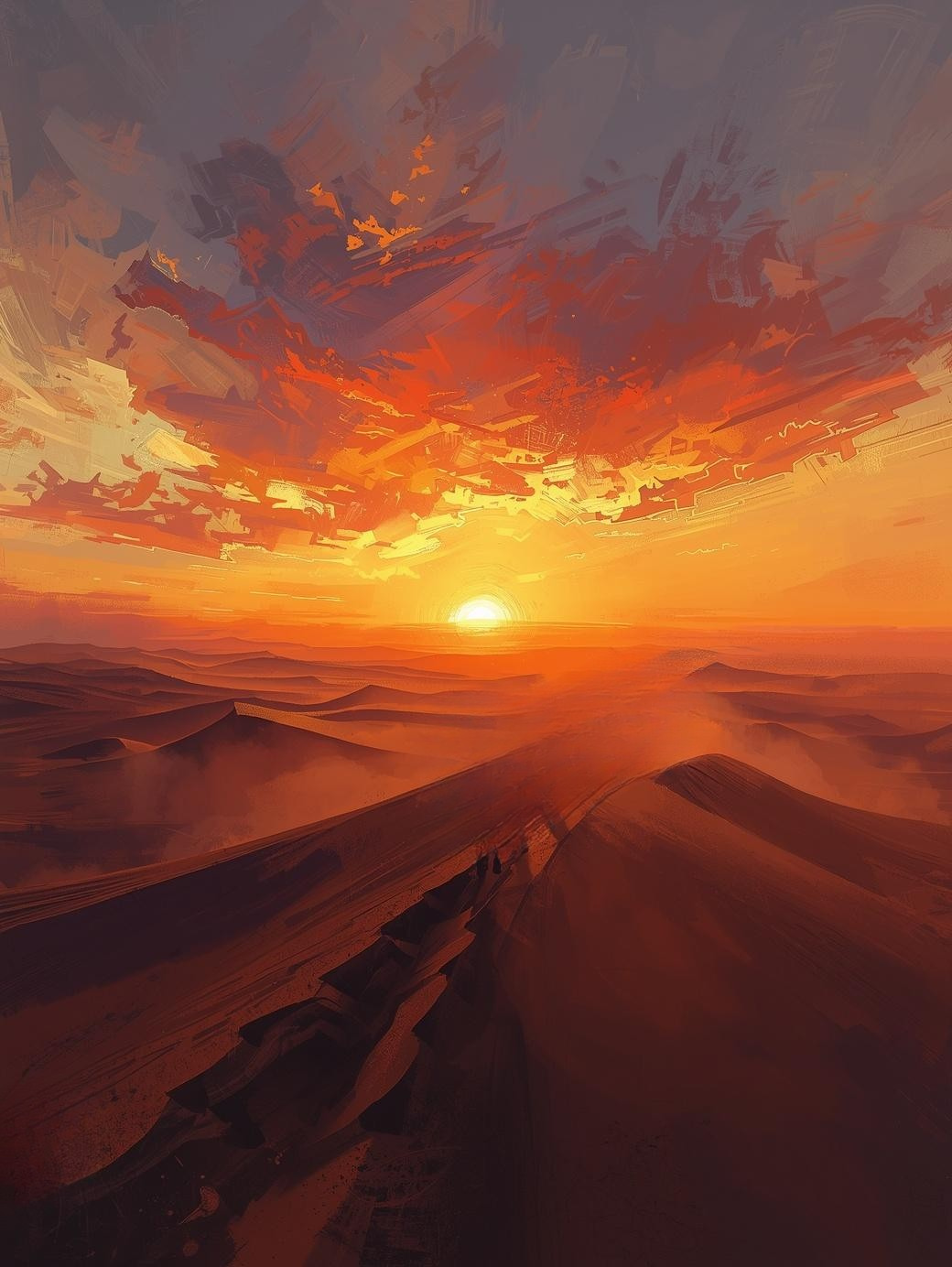 Paint by Number Vast Desert Landscape at Sunset with Warm Sky – Paint by Number Kit for Adults