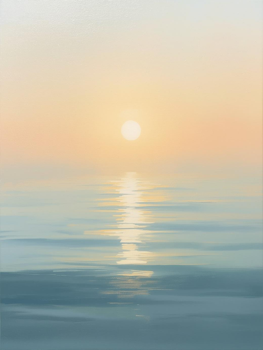 Paint by Number Calm Ocean Sunset with Soft Golden Reflection – Paint by Number Canvas Kit