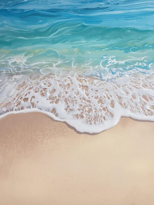 Paint by Number Coastal Shoreline with Gentle Waves and Soft Foam – DIY Paint by Number Kit for Adults