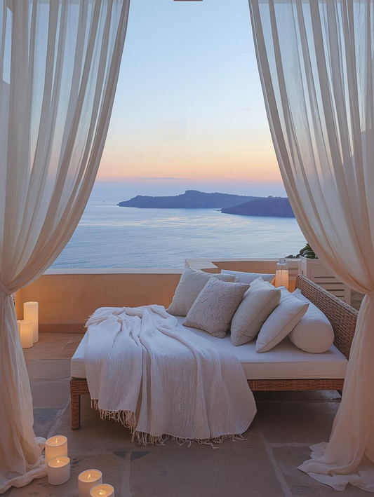 Paint by Number Serene Seaside Balcony with Ocean Sunset View – Paint by Number Kit for Adults