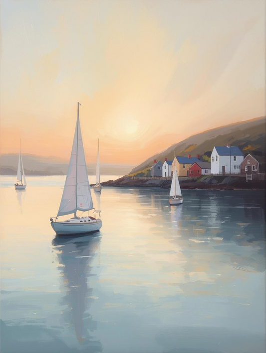 Paint by Number Sunset Harbor with Sailboats and Soft Reflections – DIY Paint by Number Kit for Adults