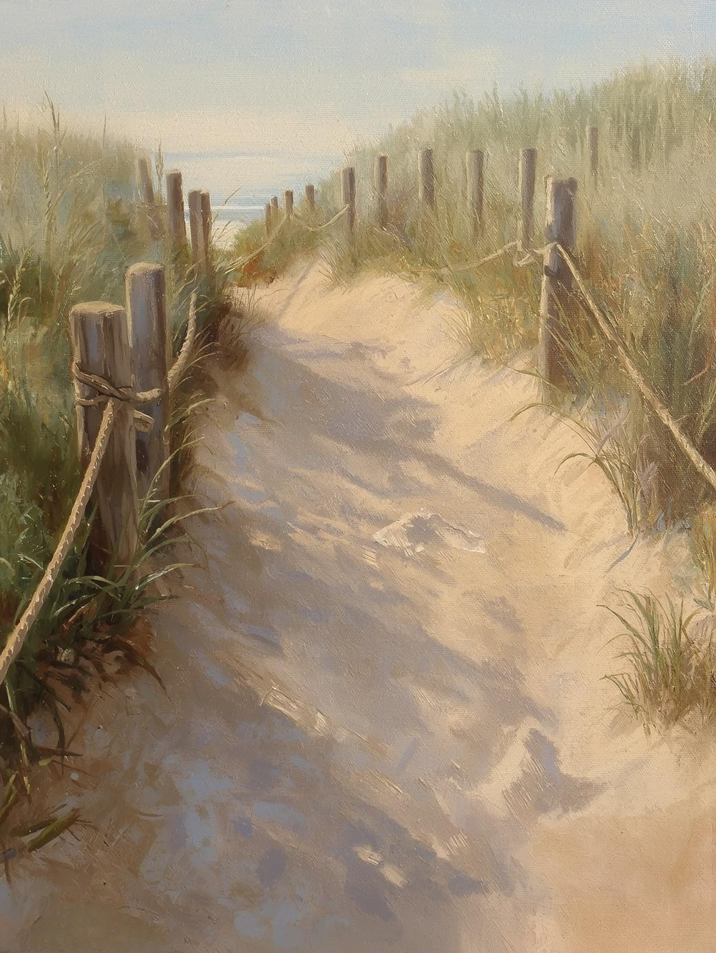 Paint by Number Sandy Beach Path Through Coastal Grasses – DIY Paint by Number Kit for Adults
