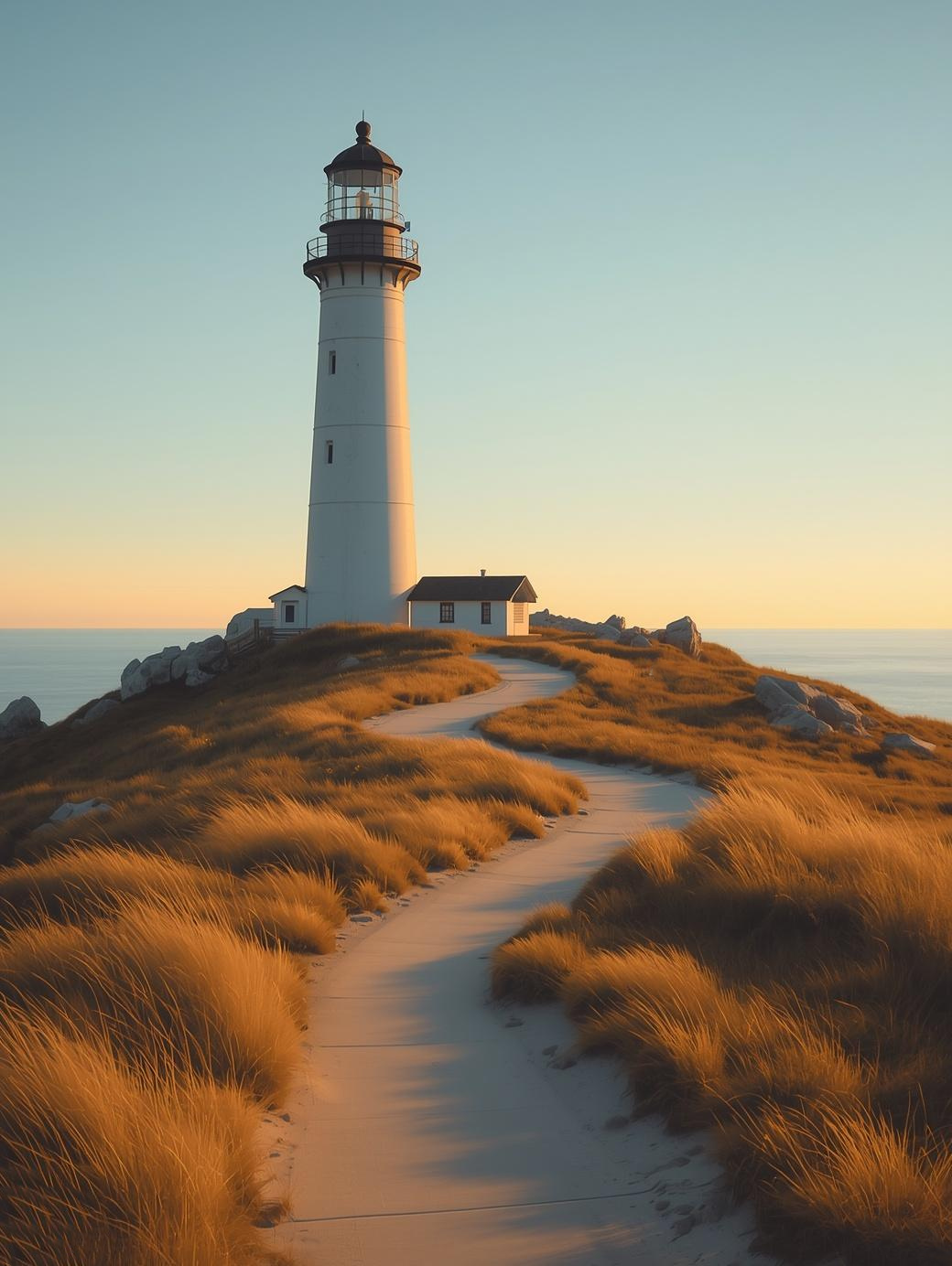 Paint by Number Golden Dune Lighthouse with Coastal Path – for Adults