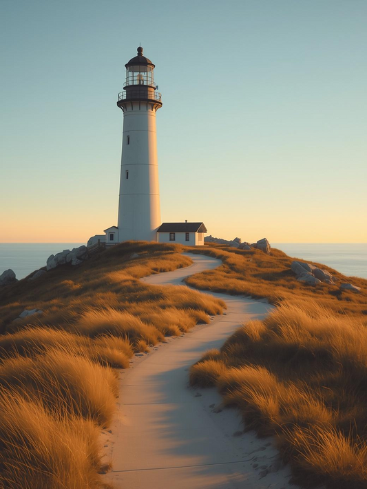 Paint by Number Golden Dune Lighthouse with Coastal Path – for Adults