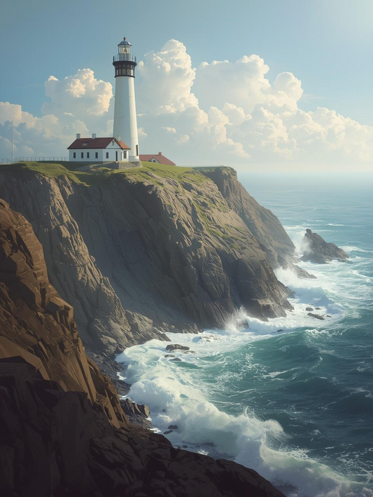 Paint by Number Cliffside Lighthouse with Crashing Ocean Waves – for Adults (Copy)