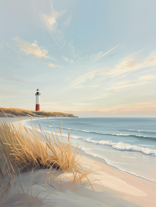 Paint by Number Beach Dune Lighthouse with Coastal Grass Path – Coastal Art Kit