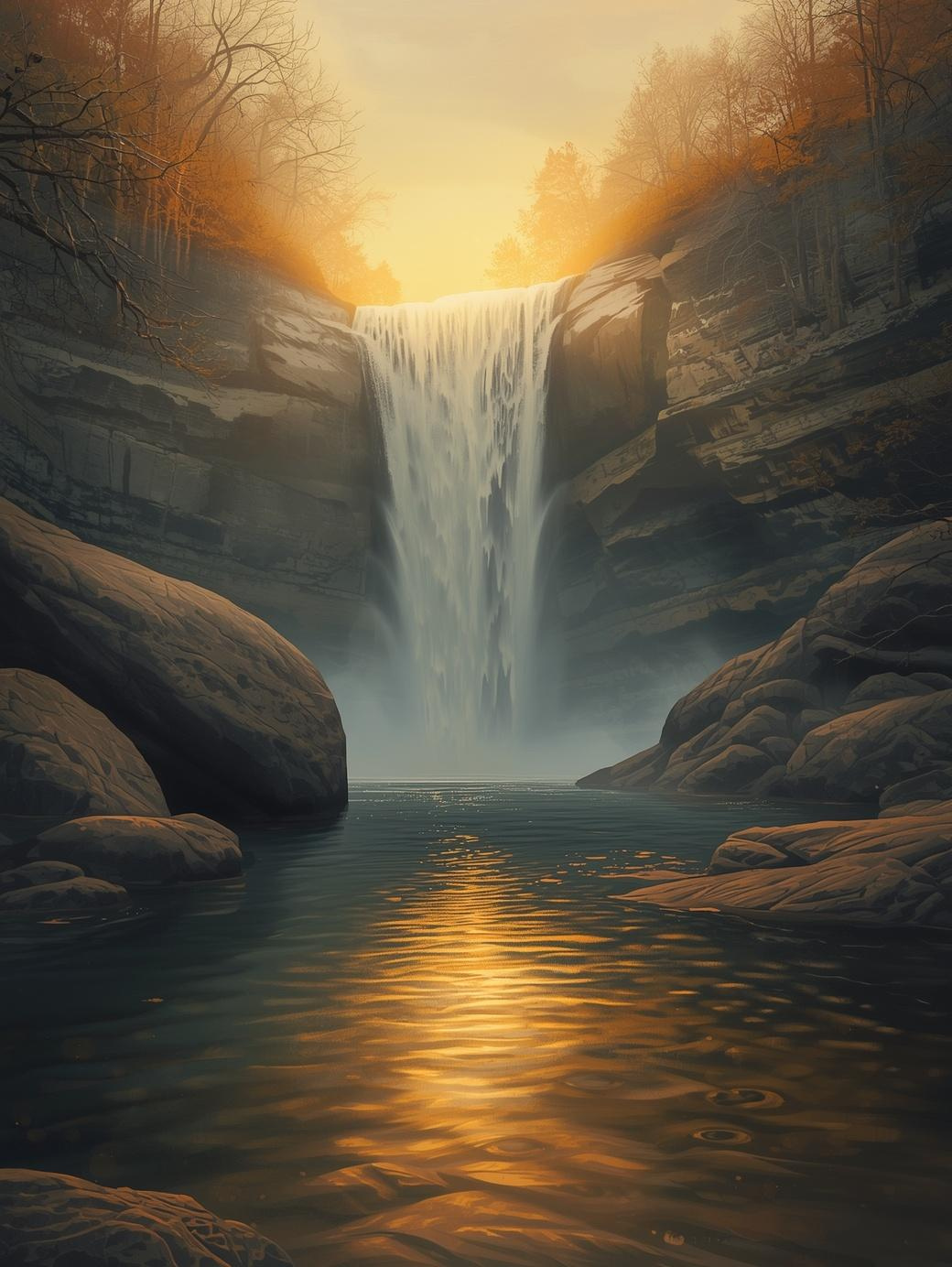 Paint by Number Waterfall Glowing  - Paint by Number Kit for Adults