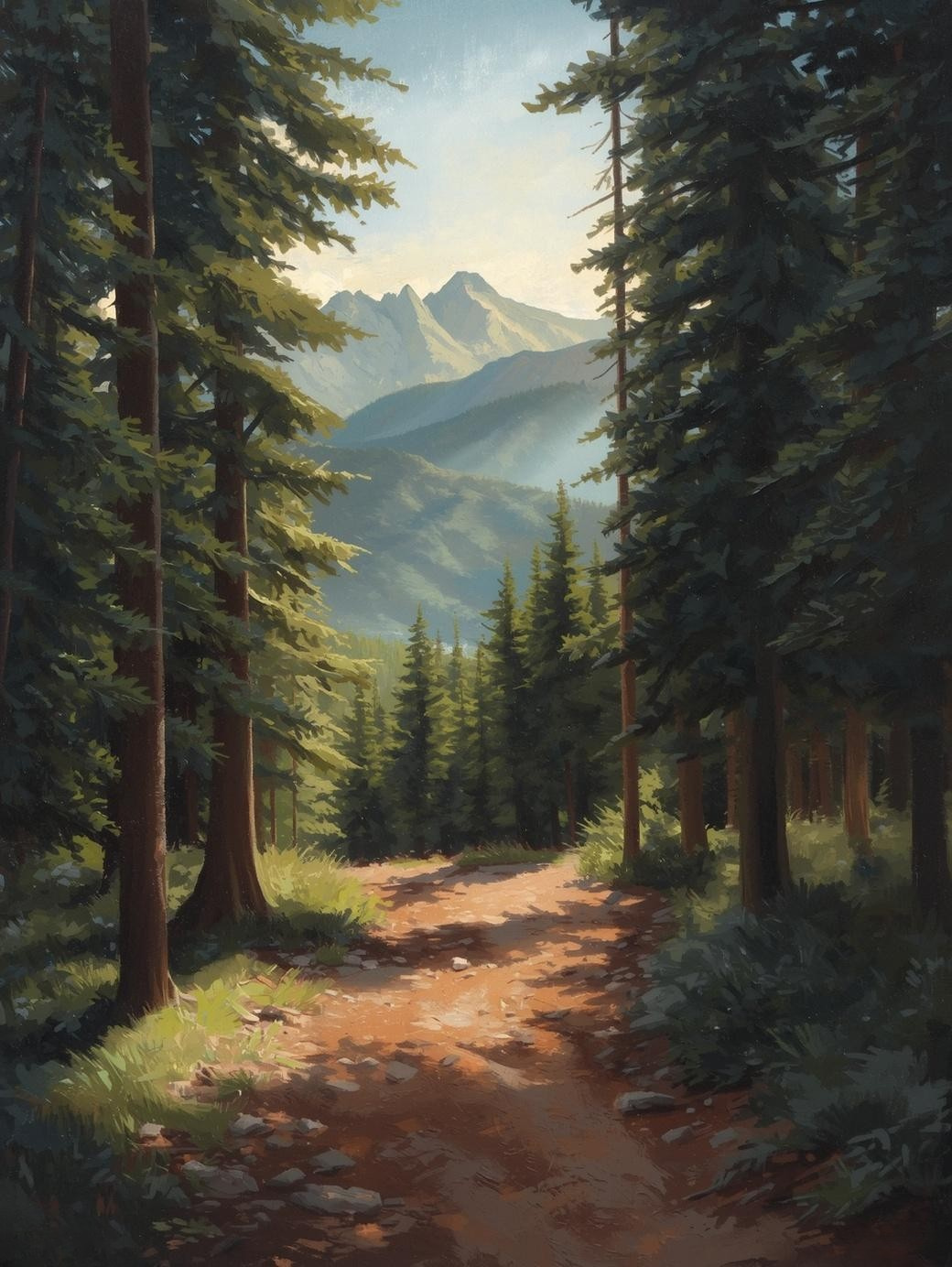 Paint by Number Forest Trail Mountain Path - DIY Canvas Paint by Number Kit