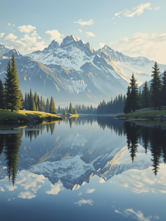Paint by Number Snowy Mountain Lake Reflection – Paint by Number Kit