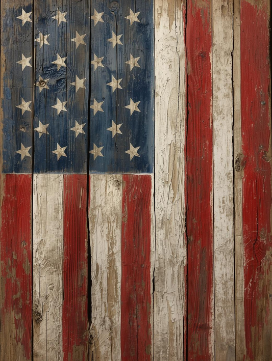 Paint by Number Rustic Wooden American Flag Close-Up - Paint by Number Kit for Adults