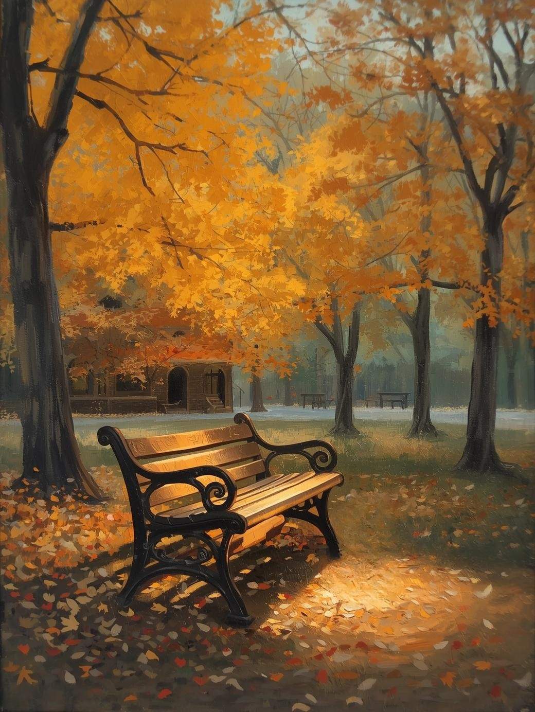 Paint by Number Serene Autumn Garden Bench – Paint by Number Kit for Adults