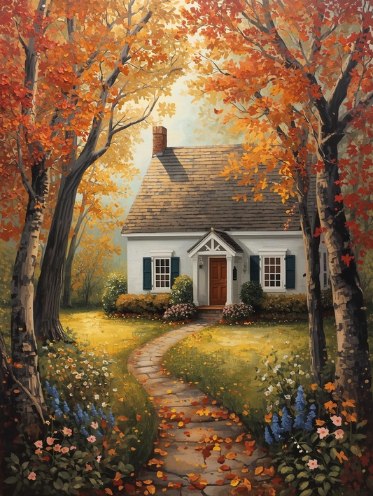 Paint by Number Charming Fall Cottage Garden – Paint by Number Kit