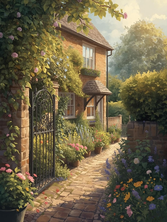 Paint by Number Garden Cottage Entrance – Paint by Number Kit for Adults