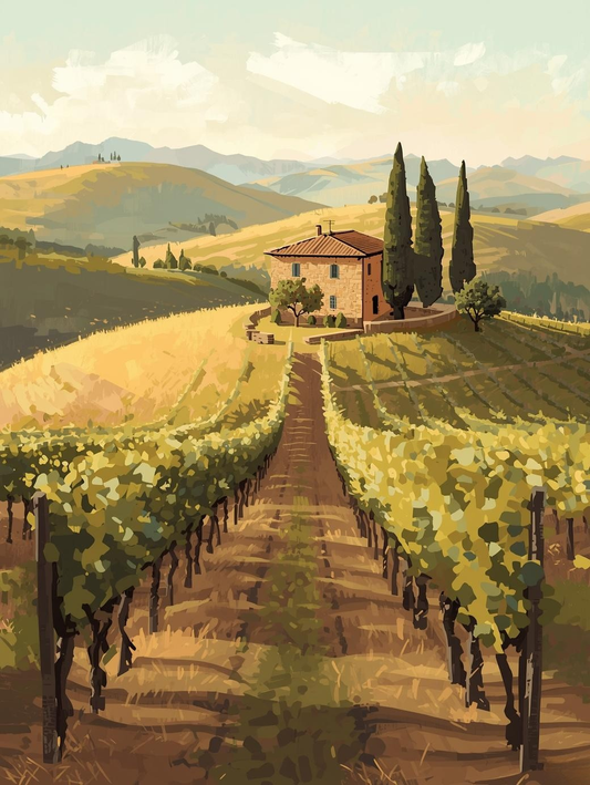 Paint by Number Vineyard Hillside Villa – Adult Paint by Number Kit