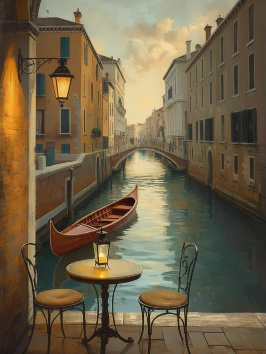 Paint by Number Venice Canal with Gondola and Bridge – Paint by Number Kit