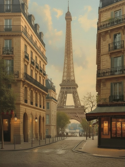 Paint by Number Eiffel Tower Paris Street View – DIY Paint by Number Kit