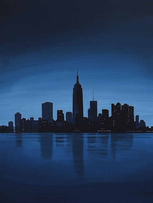 Paint by Number New York Skyline Night Reflection – Paint by Number Kit for Adults
