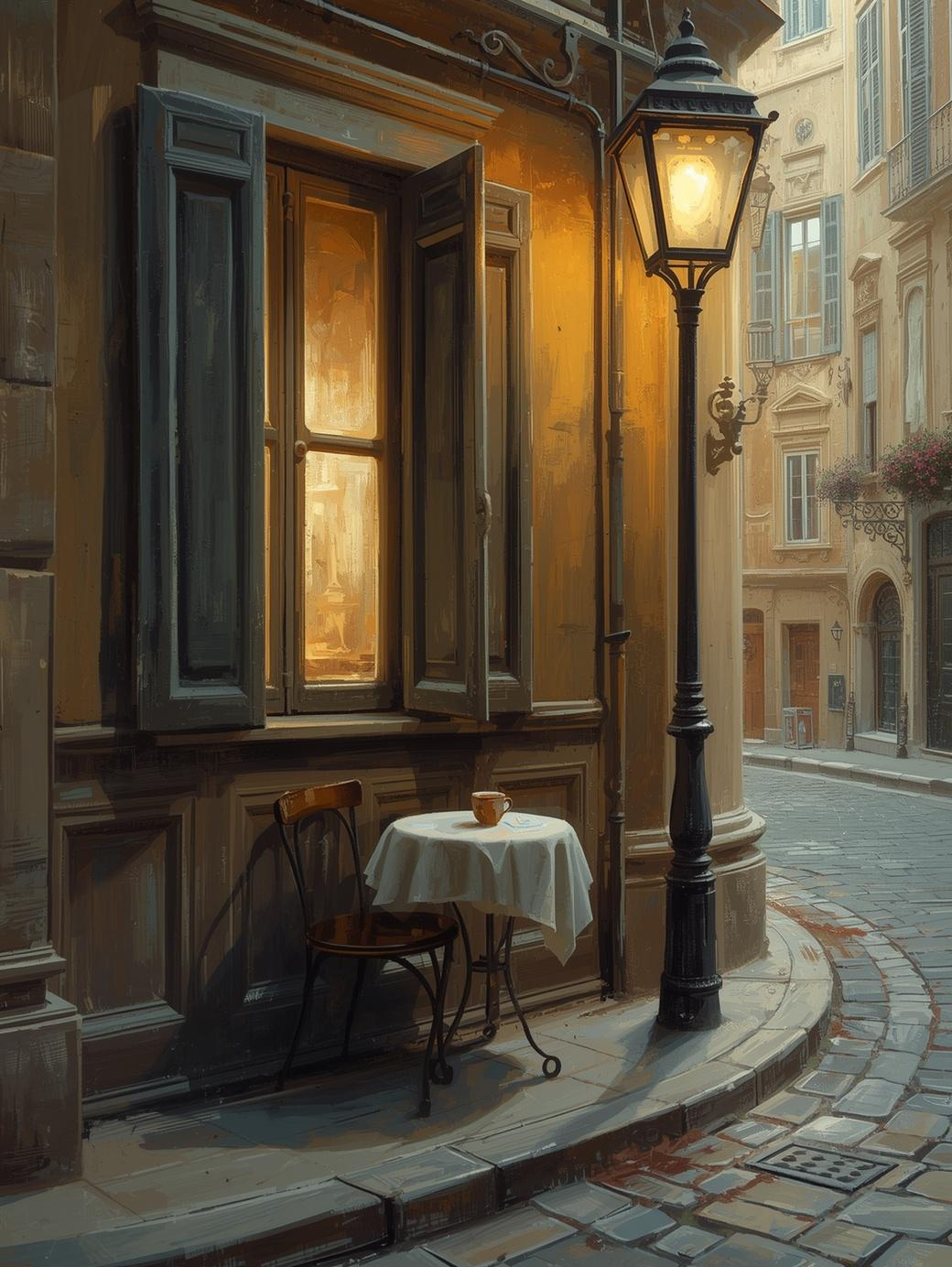 Paint by Number Cozy European Café Corner Scene – Paint by Number Kit for Adults
