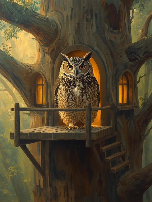 Paint by Number Wise Owl Treehouse – Paint by Number Kit for Adults