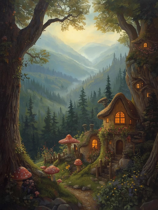 Paint by Number Mountain Fairy Cottage – DIY Paint by Number Kit