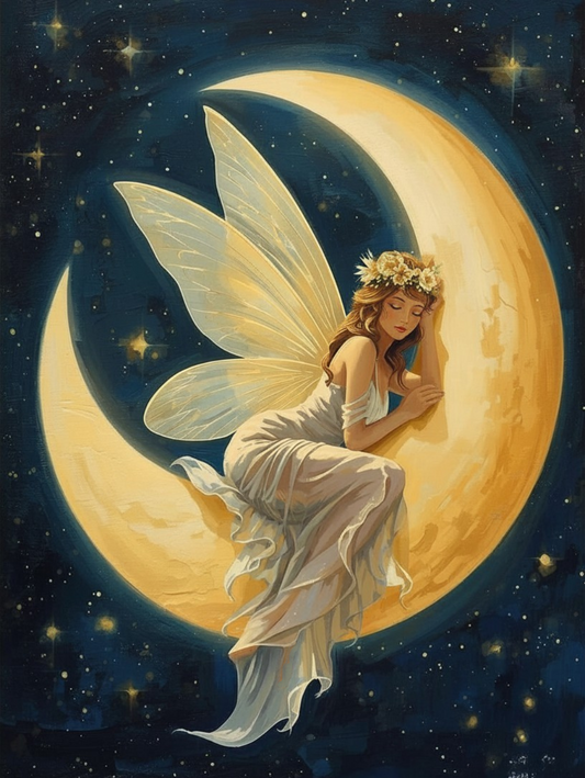 Paint by Number Sleeping Moon Fairy – Paint by Number Kit for Adults