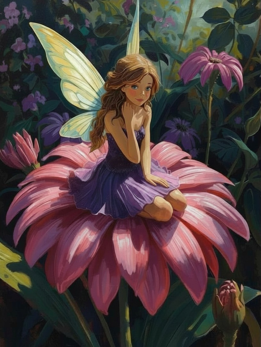 Paint by Number Blossom and Fairy in Garden – DIY Paint by Number Kit