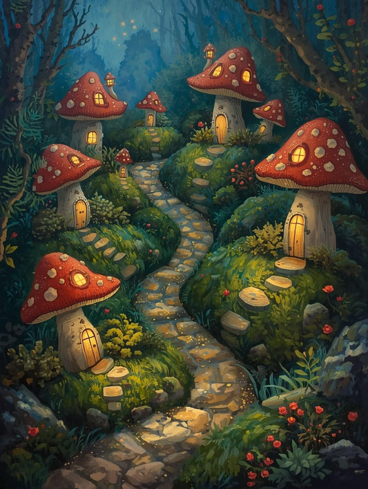 Paint by Number Magical Mushroom Village – DIY Paint by Number Kit