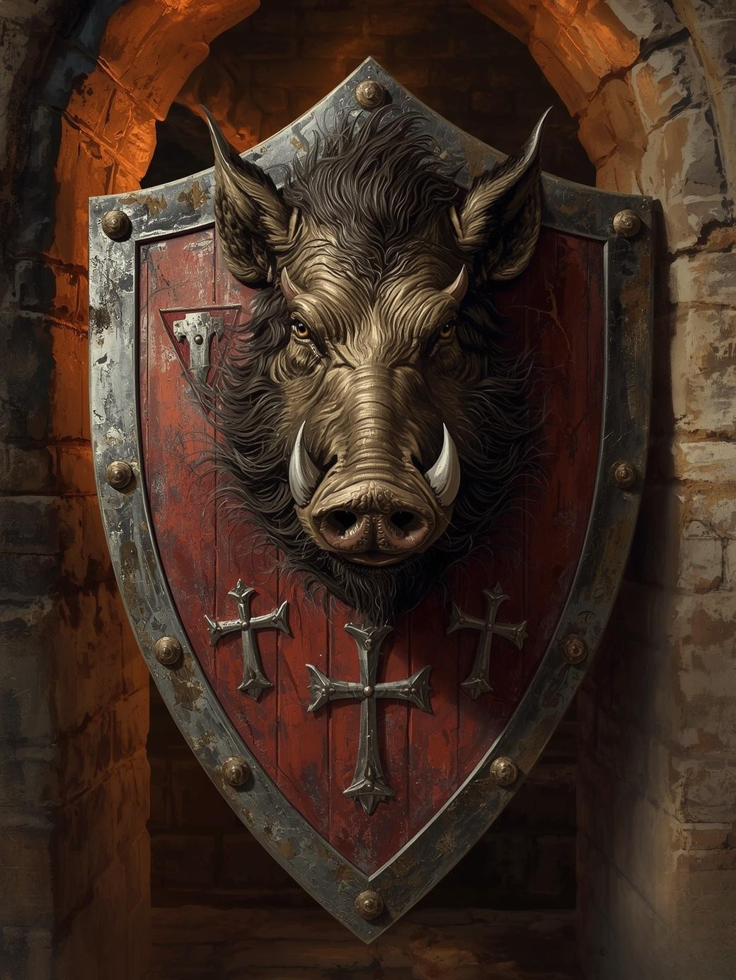 Paint by Number Boar Crest Shield – DIY Medieval Painting Kit