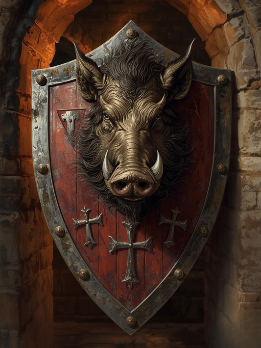 Paint by Number Boar Crest Shield – DIY Medieval Painting Kit