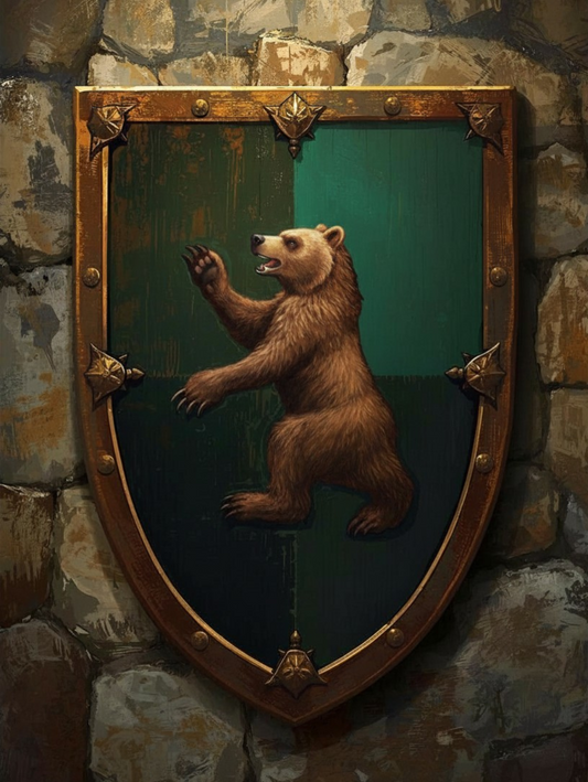 Paint by Number Bear Crest Shield – Paint by Number for Adults