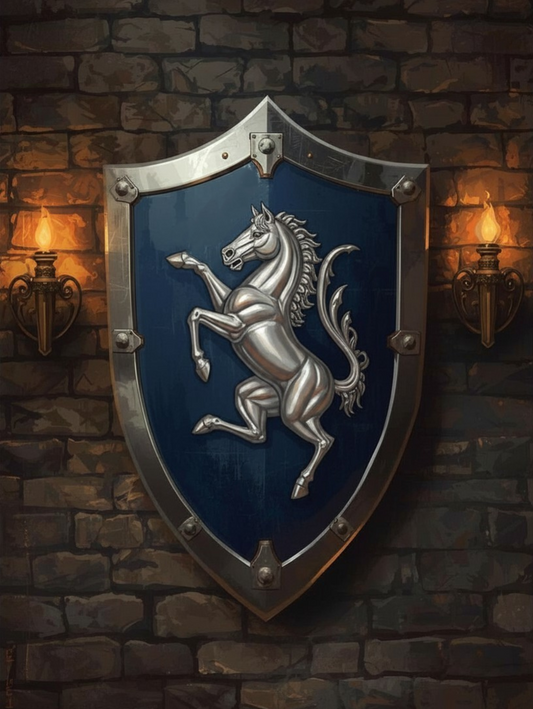 Paint by Number Silver Stallion Heraldic Shield – DIY Acrylic Painting Kit
