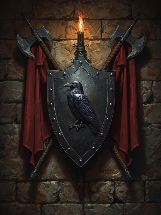 Paint by Number Raven Warrior Shield – DIY Adult Painting Kit