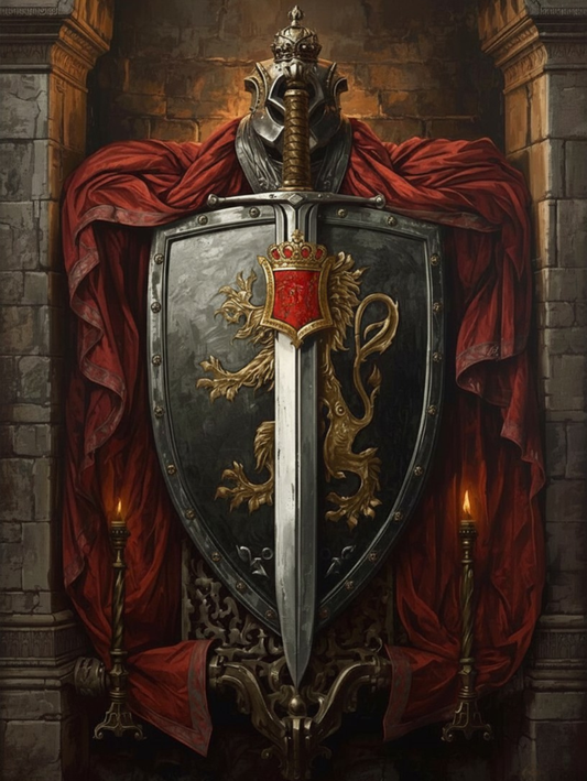 Paint by Number Royal Lion Sword Crest – Paint by Number for Adults