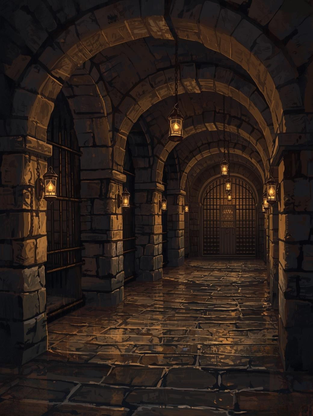 Paint by Number Medieval Dungeon Corridor – DIY Acrylic Painting Kit