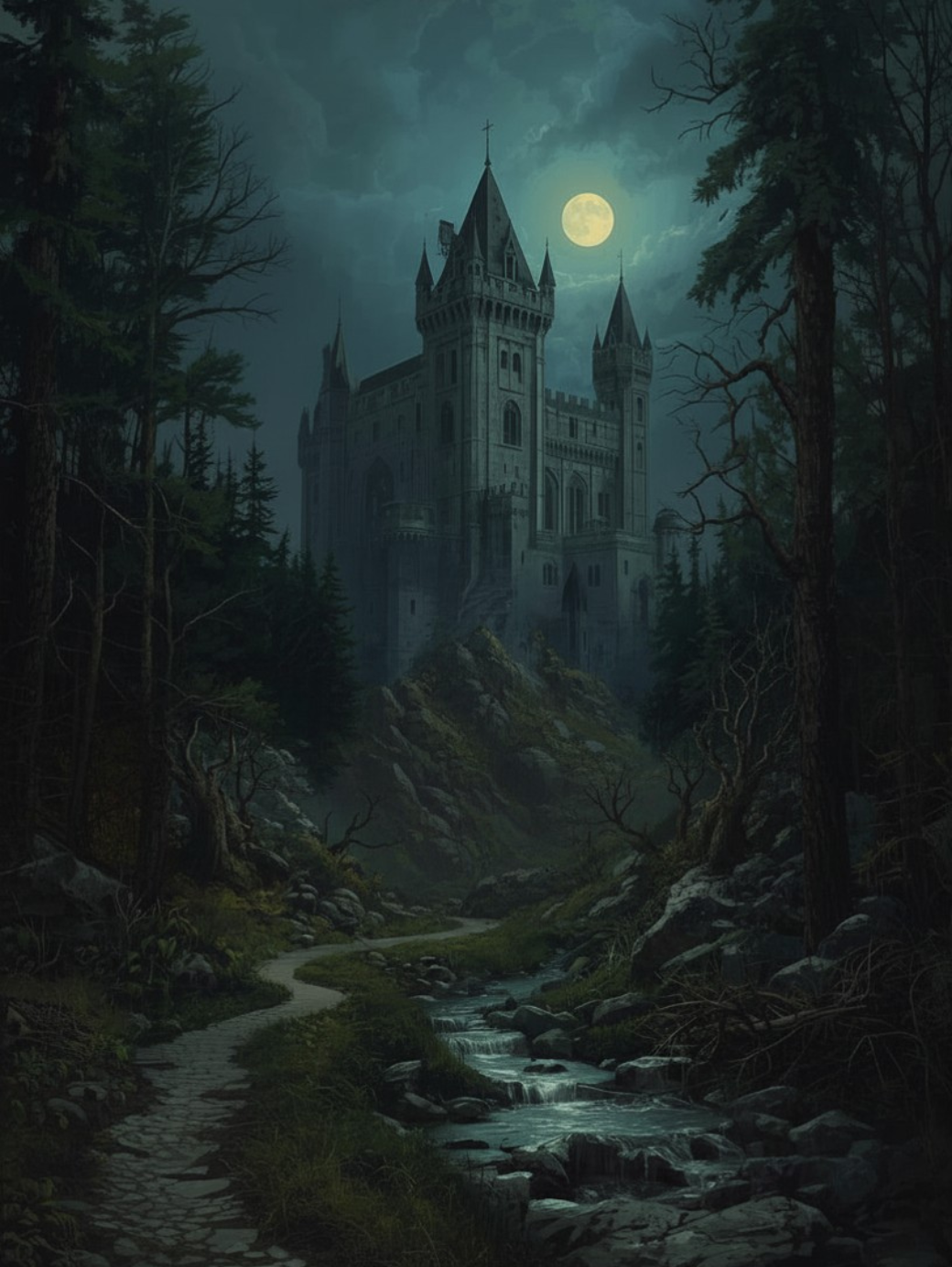 Paint by Number Moonlit Forest Castle – Paint by Number for Adults