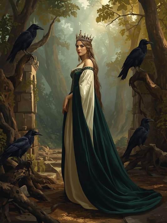 Paint by Number Raven Queen in Enchanted Forest with Black Ravens – Paint by Number for Adults