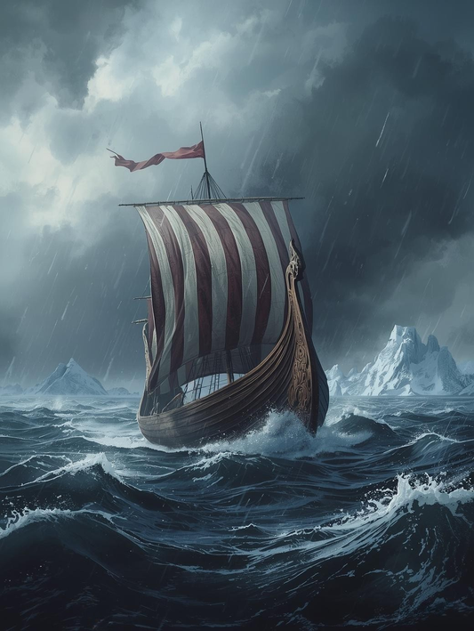 Paint by Number Viking Longship in the Arctic Storm – Paint by Number for Adult