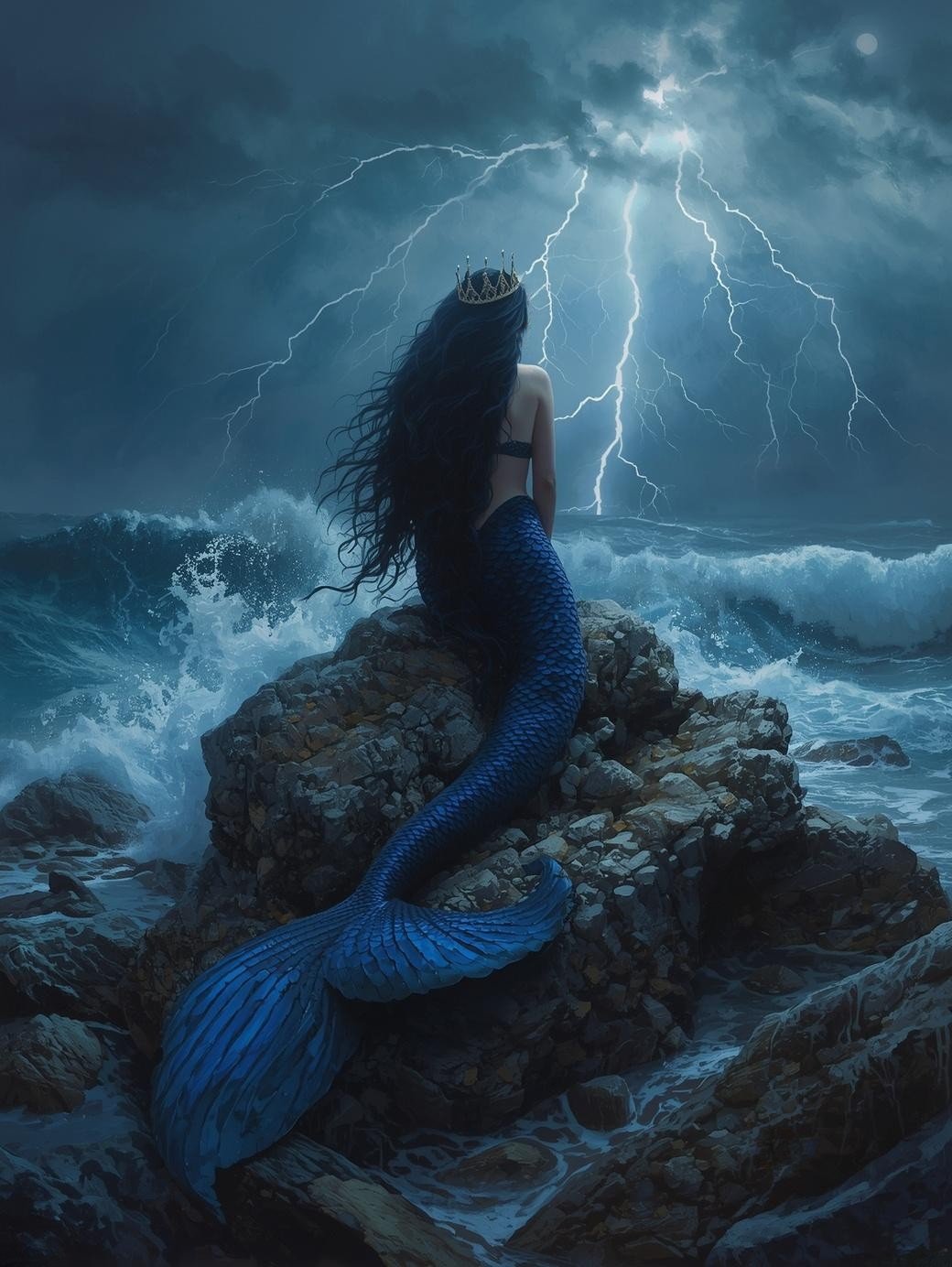 Paint by Number Stormy Sea Mermaid Queen - Acrylic Painting Kit for Adults