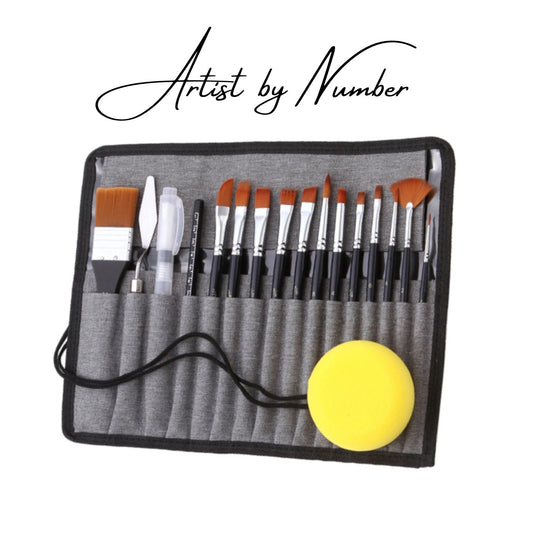 18pcs Premium Artist Paint Brush Set with Roll up Pouch