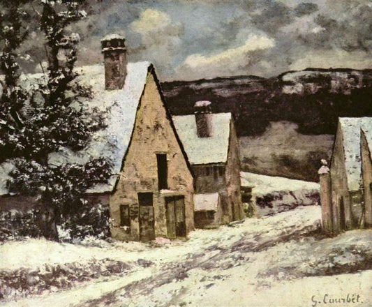 Paint By Number Village Street in Winter - Gustave Courbet
